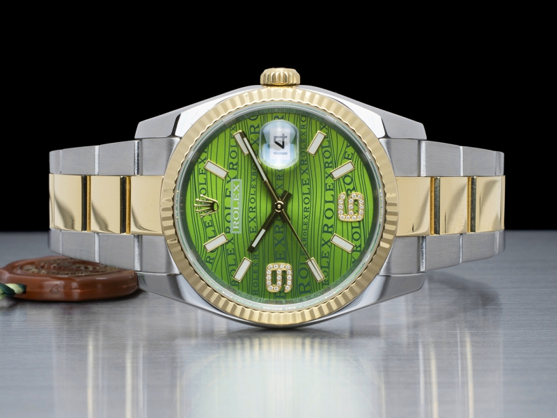 Rolex Datejust Oyster Green Wave Factory Diamonds Dial - Rolex